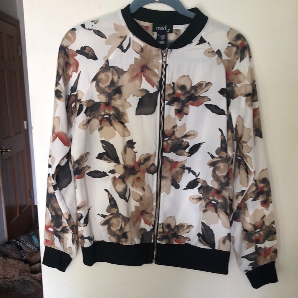 Floral Utility Jacket - Black and Brown
